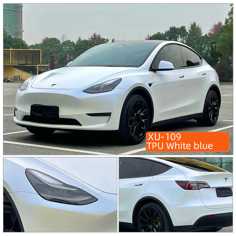 TPU Màu trắng xanh chống trầy xước rõ ràng ppf Bản thân sửa chữa thân cuộn xe ô tô Bọc thân minh bạch ốp phim nhà cung cấp 15m ppf Tpu Paint Protection Film